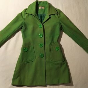 Tulle Lime Green Wool-Mix Coat (Button-Up)